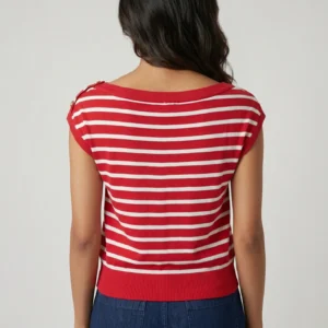 Striped Boat Neck Cropped T-Shirt